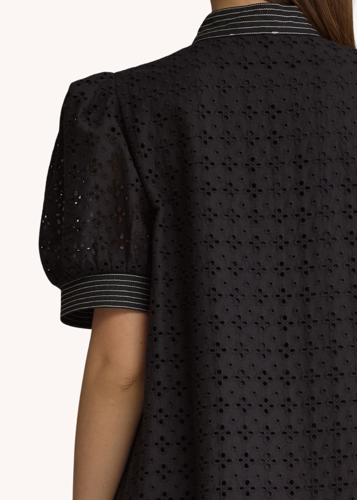 Kirsten Eyelet Midi Dress in Black