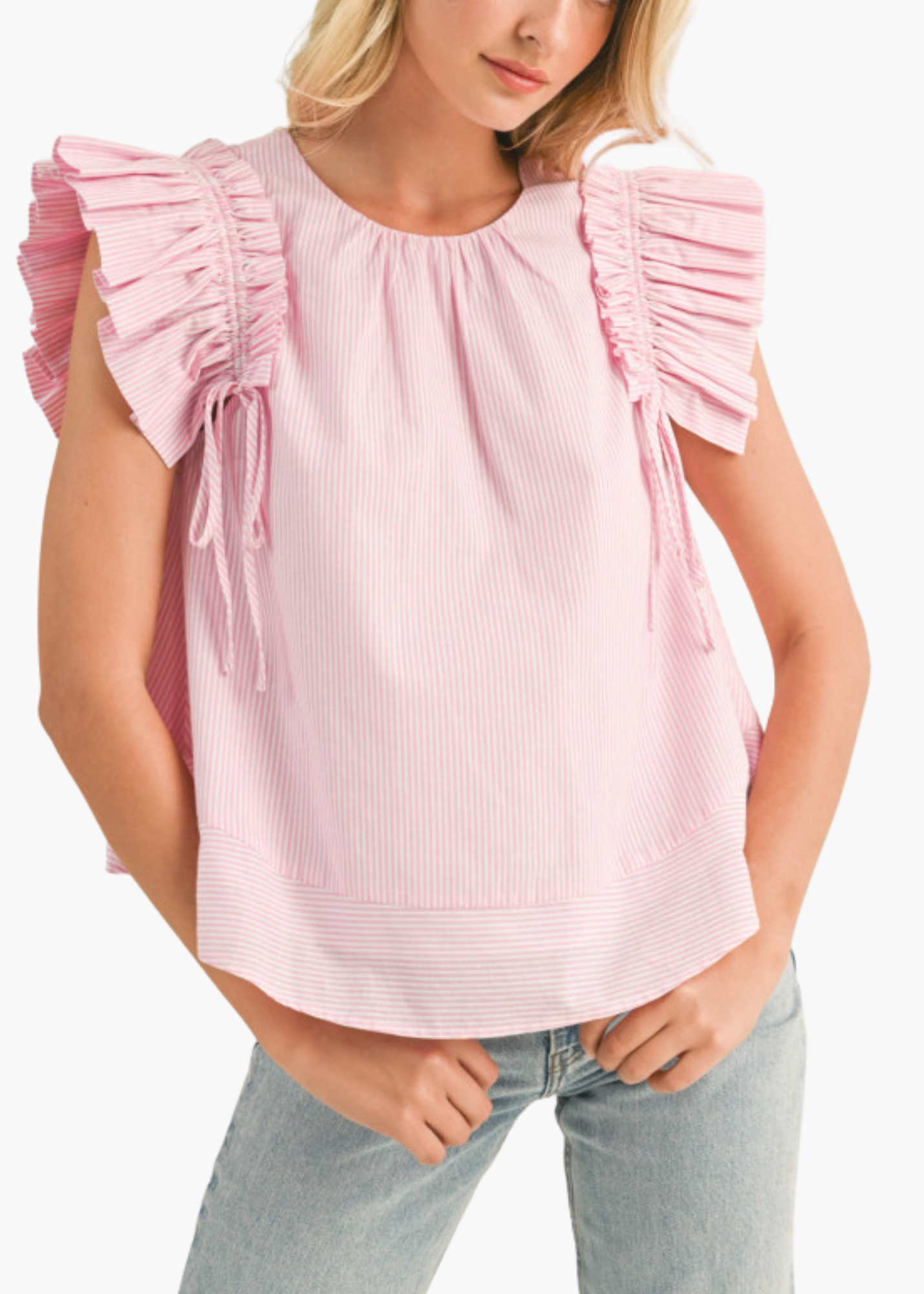 Anna Ruffle Top in Pink