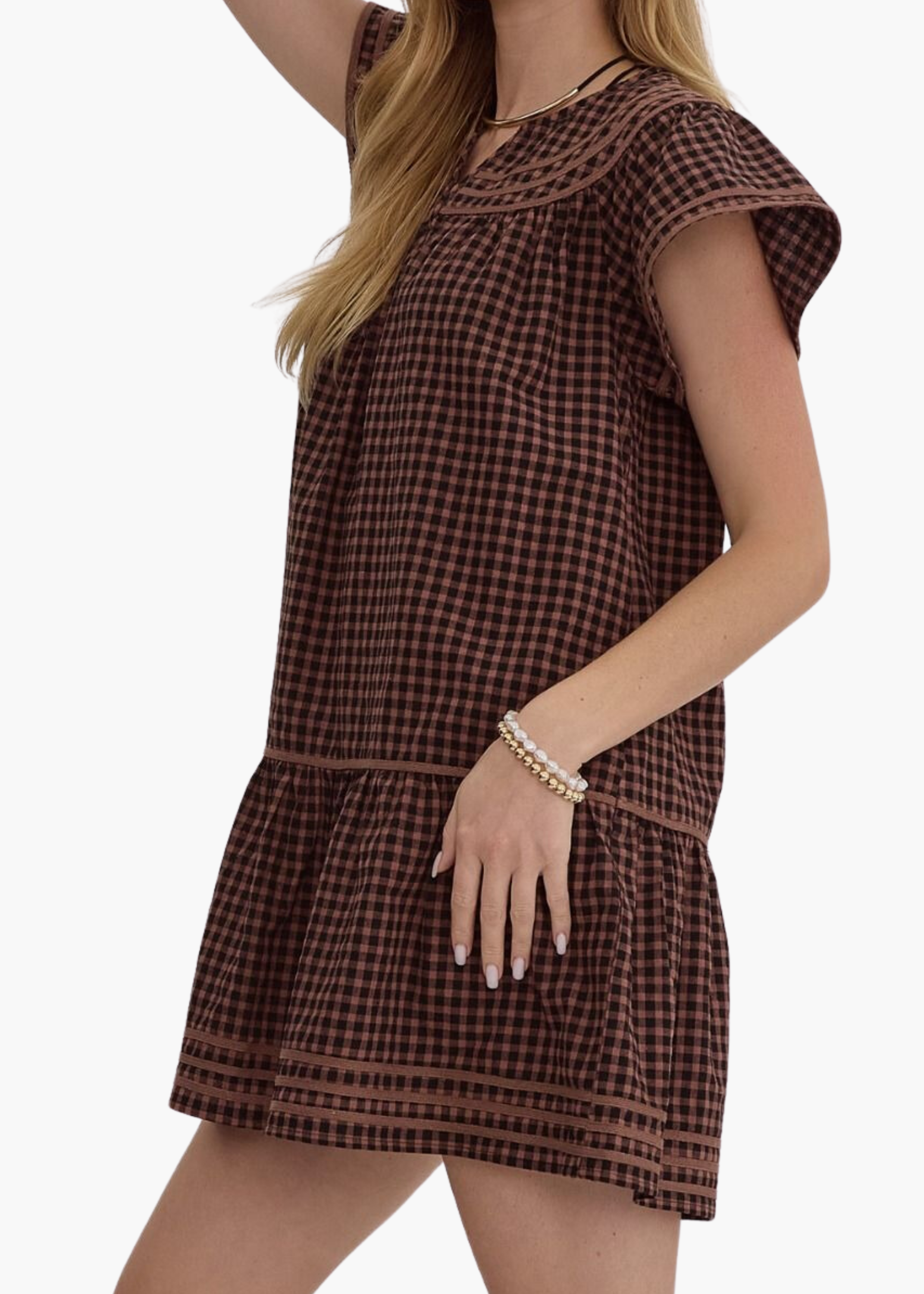 Sutton Mini Dress in Brown