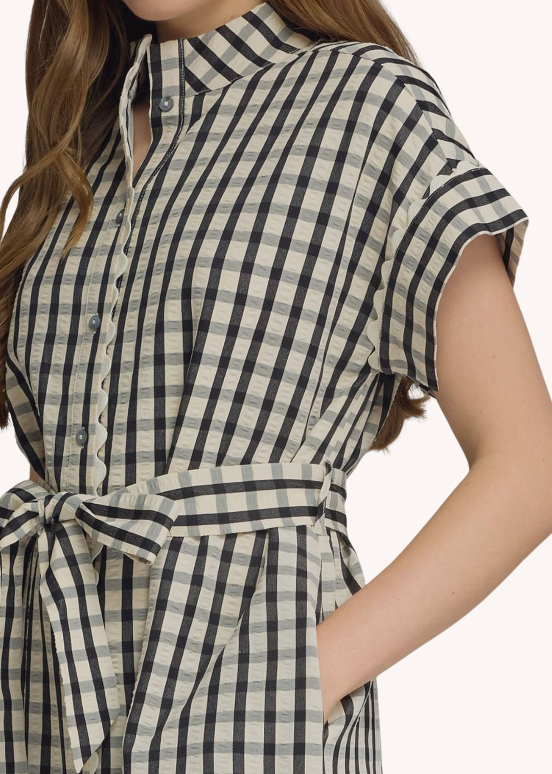 Madeline Gingham Mini Dress in Black