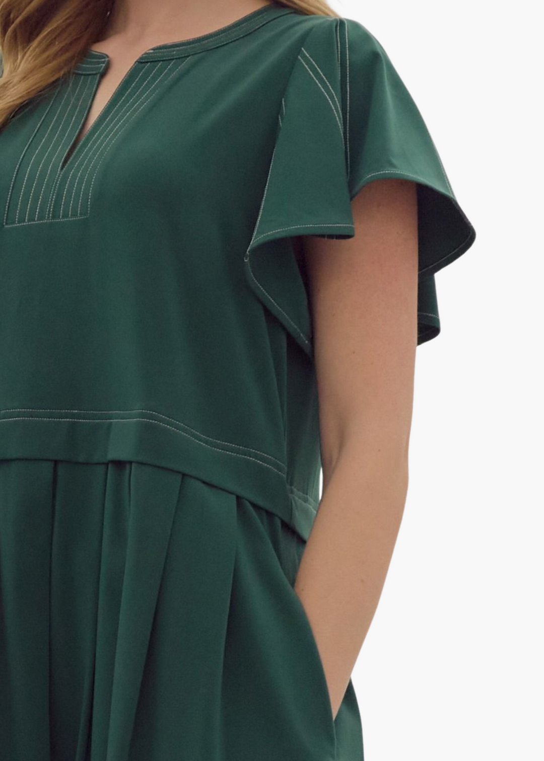 Hattie Mini Dress in Hunter Green