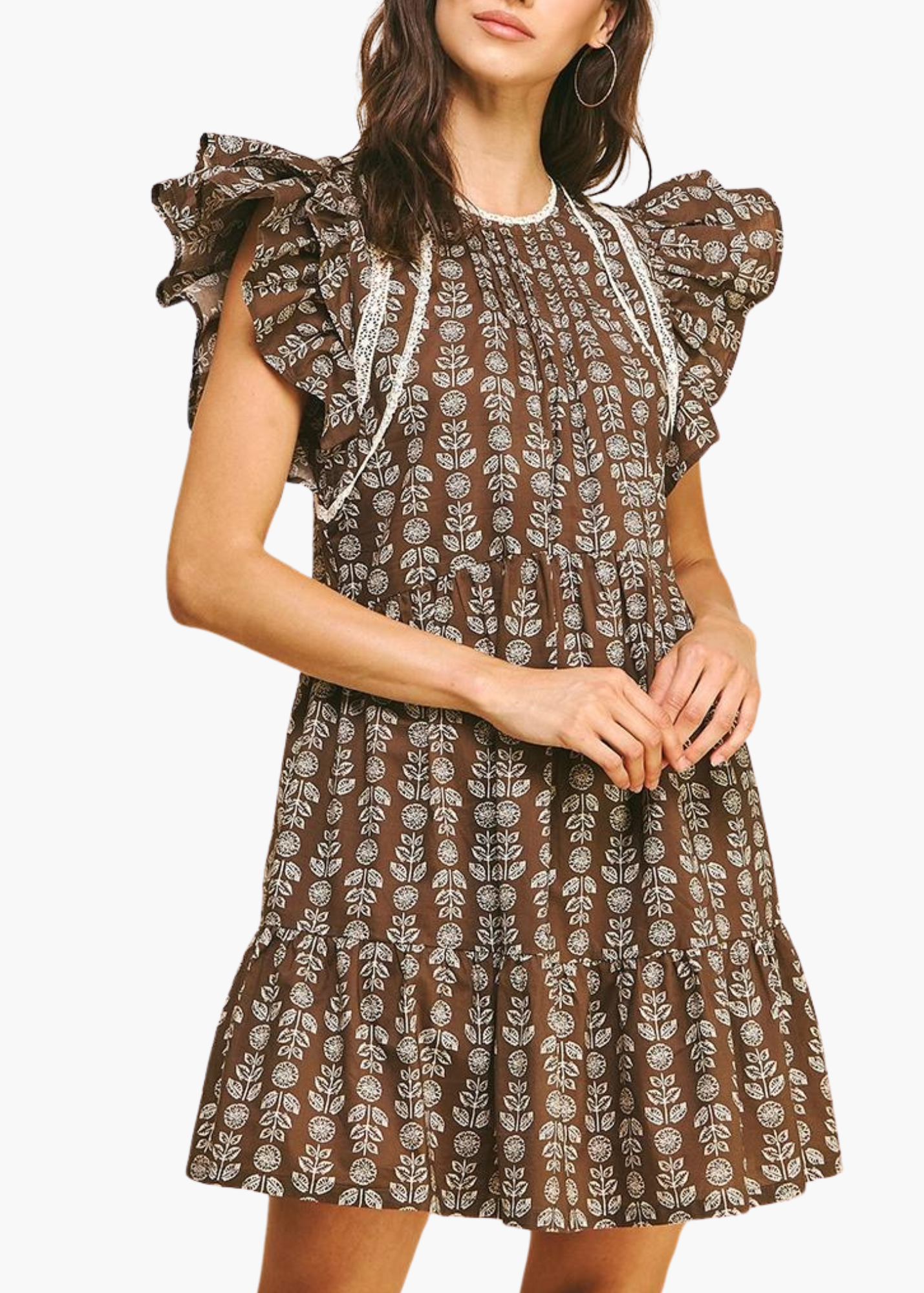 Peyton Pictuck Mini Dress in Brown