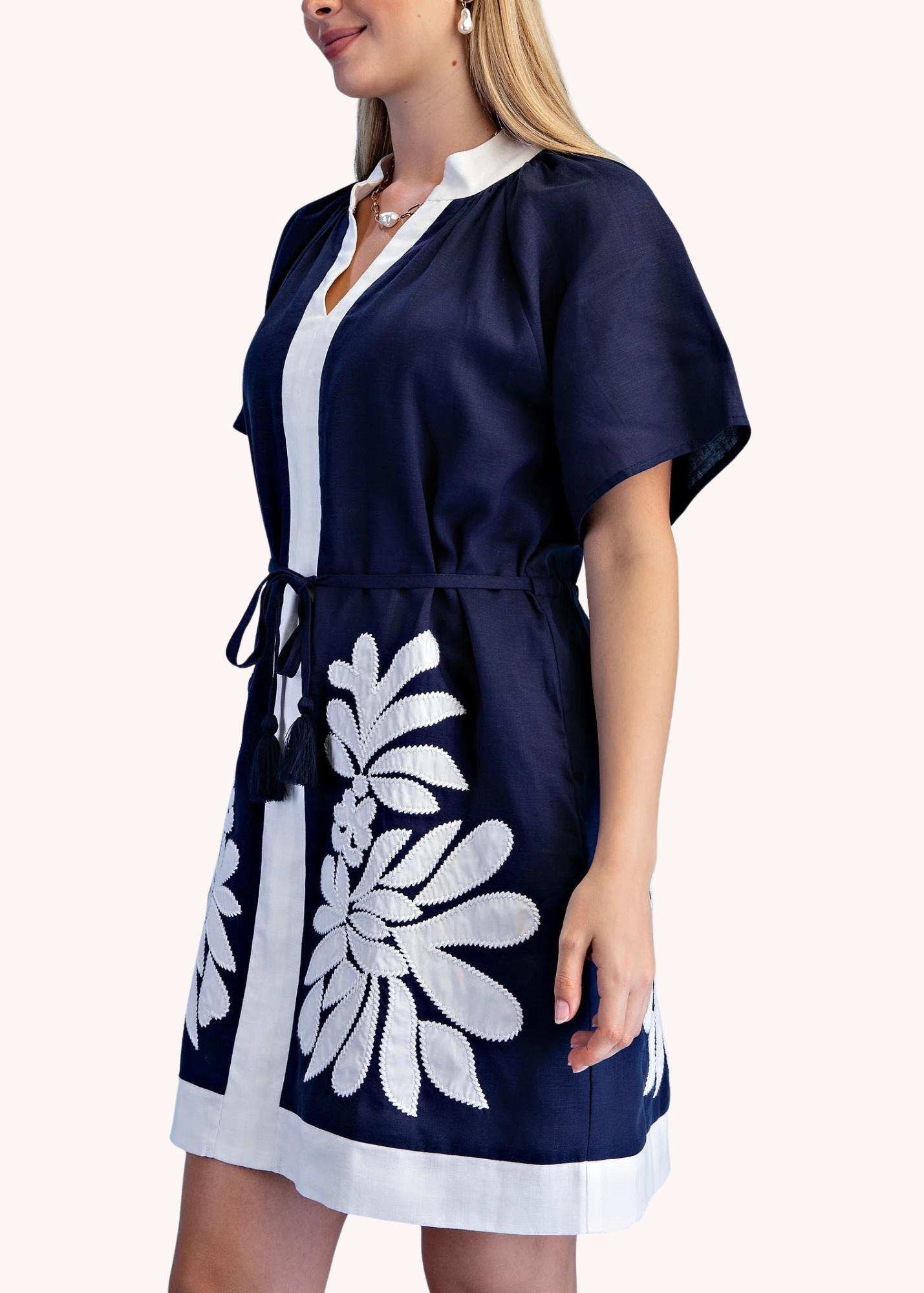 Sawyer Belted Kaftan in Navy