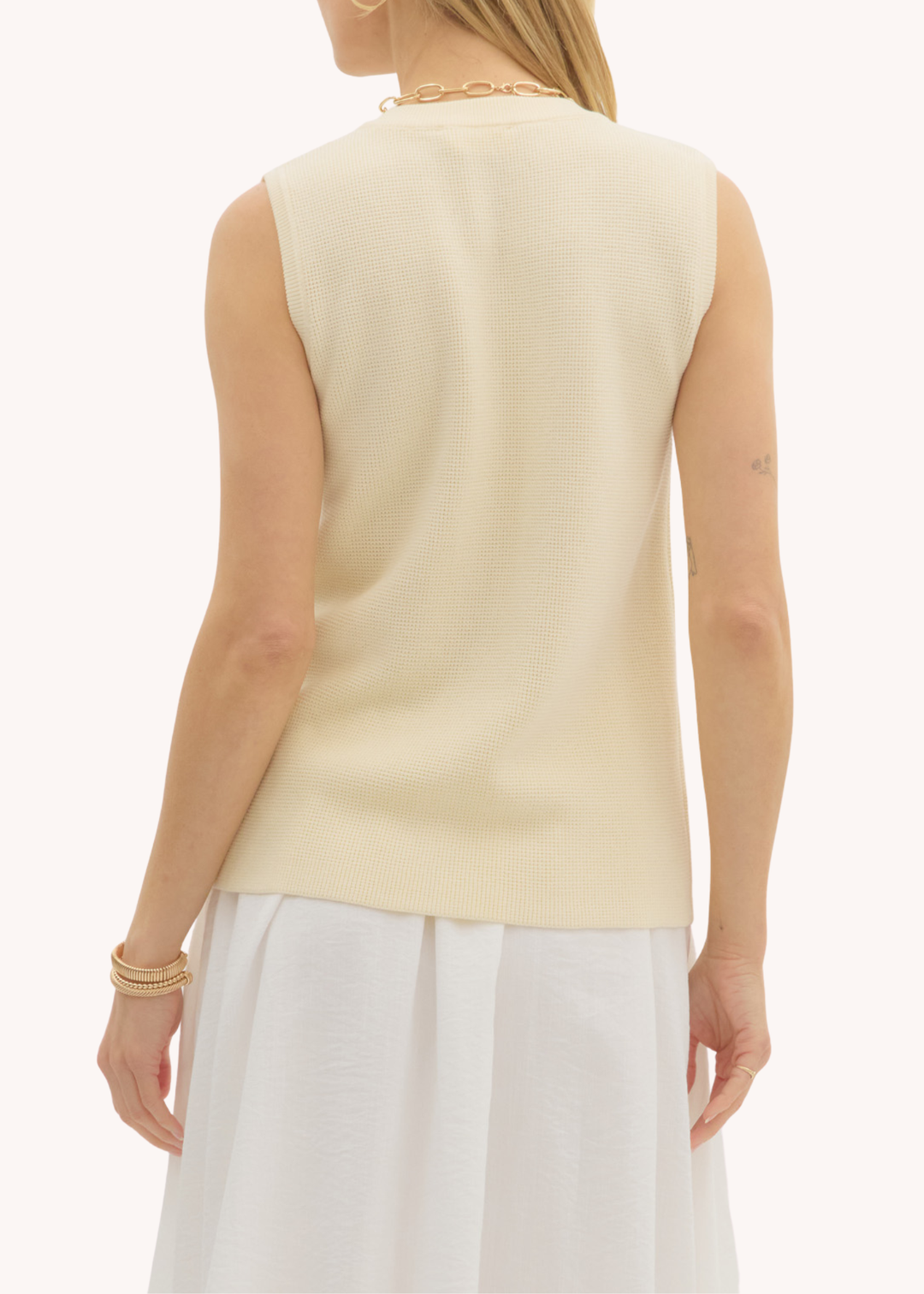 Tiegan Sleeveless Vest in Ivory