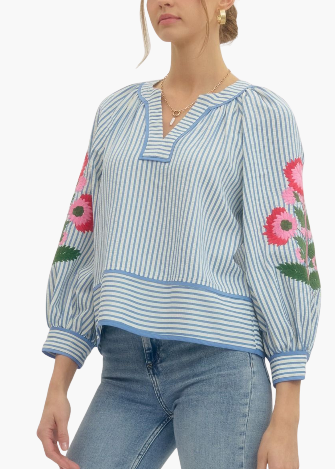 Jaipur Floral Top in Blue