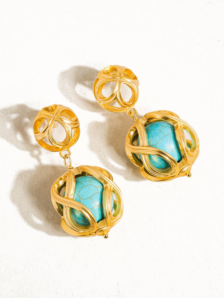 Maisie Cage Turquoise Stone Earrings