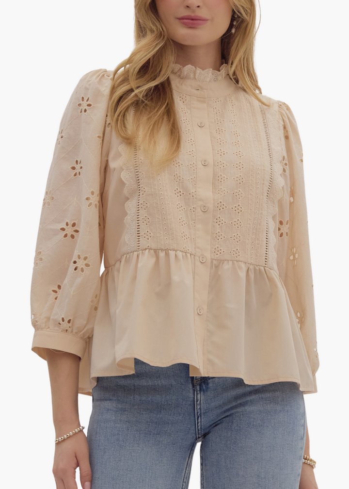 Eve Blouse in Natural Eyelet