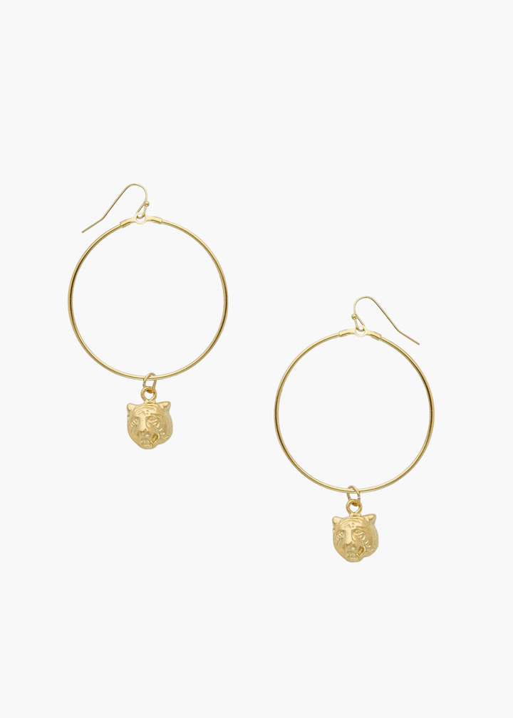 Tiger Head Loop Earrings