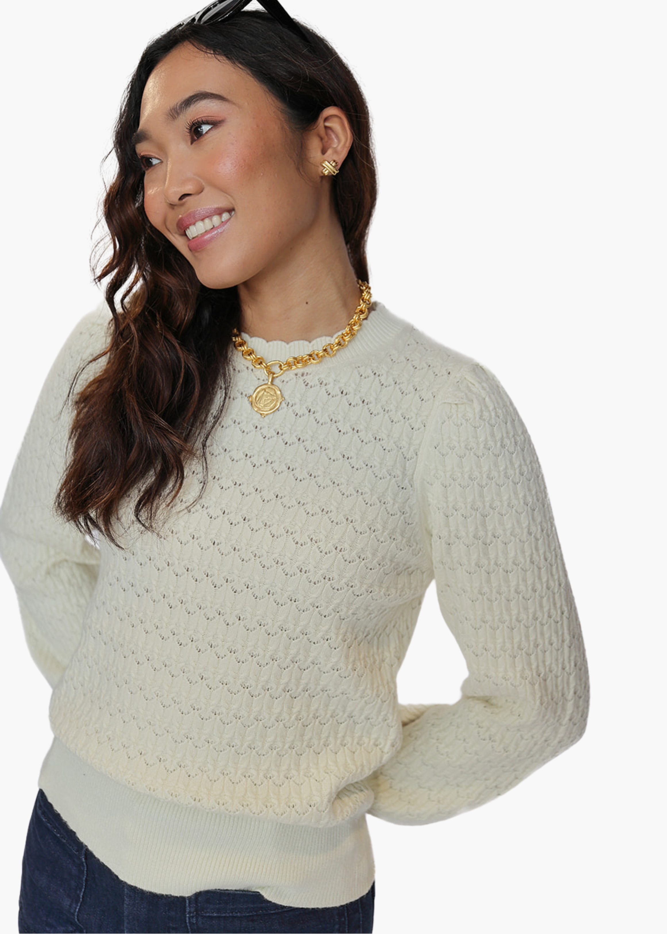 Reagan Knit Sweater in Ivory