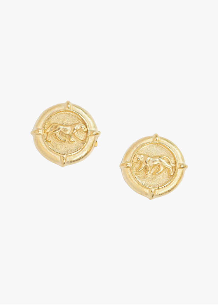 Round Tiger Intaglio Studs
