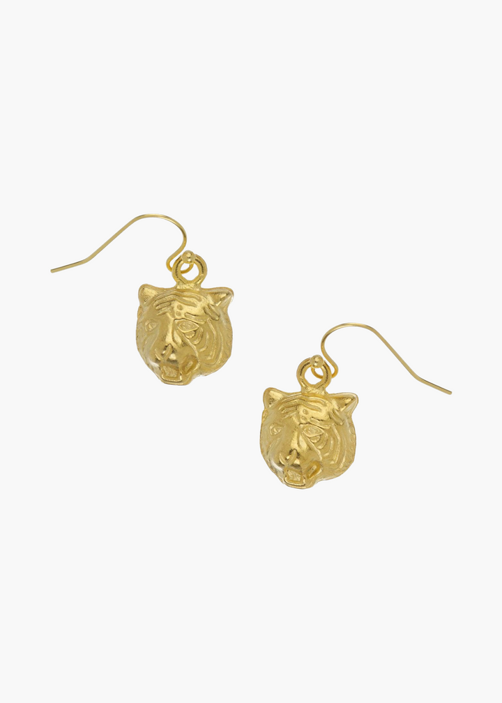 Mini Tiger Head Drop Earrings