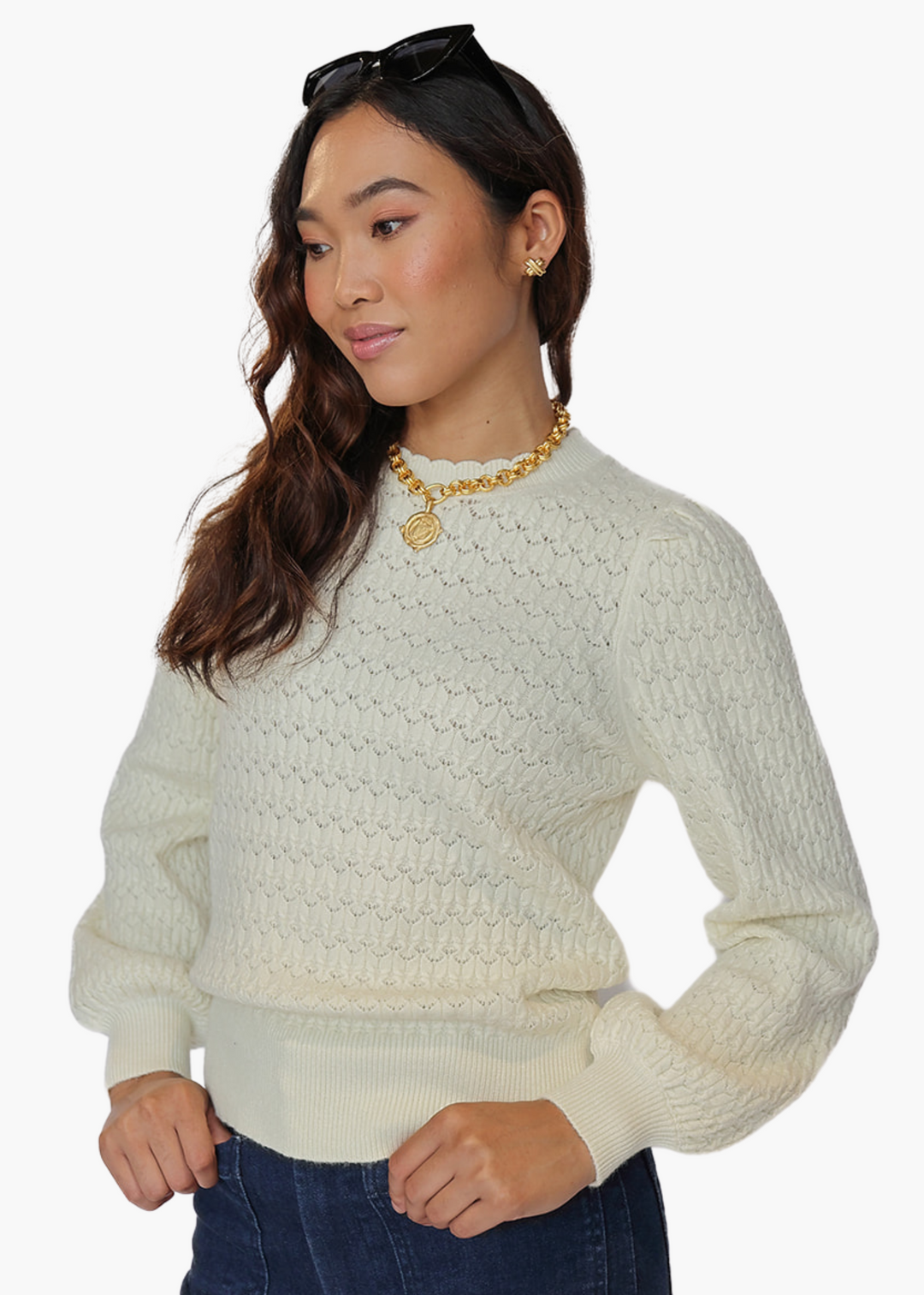 Reagan Knit Sweater in Ivory