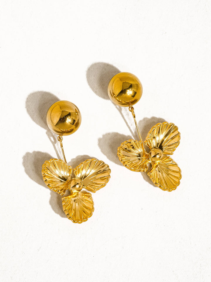 Elyse Non-Tarnish Floral Drops in 18K Gold