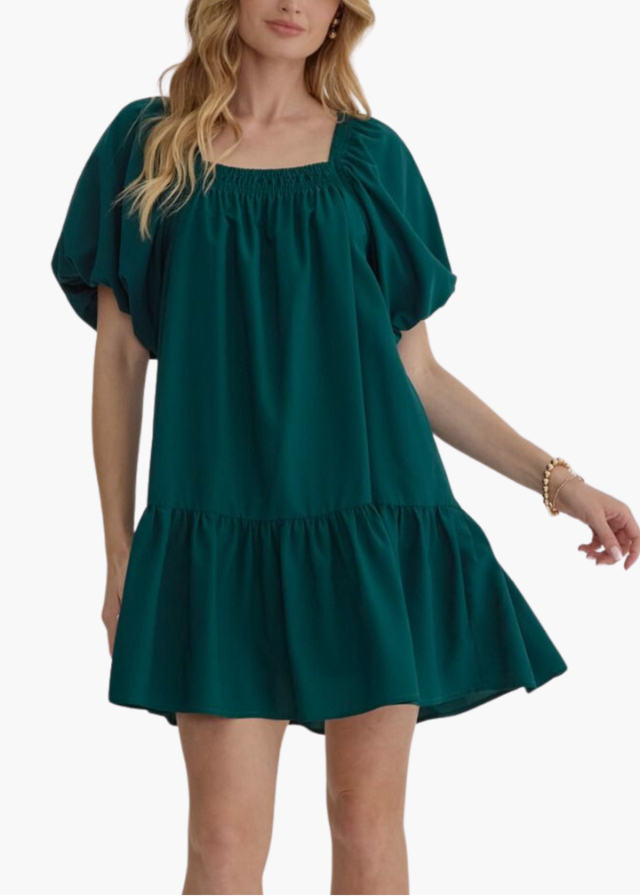 Maisie Mini Dress in Hunter Green