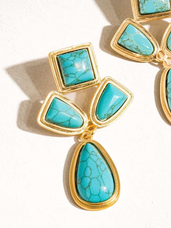 Dune Turquoise Stone Earring in 18K Gold