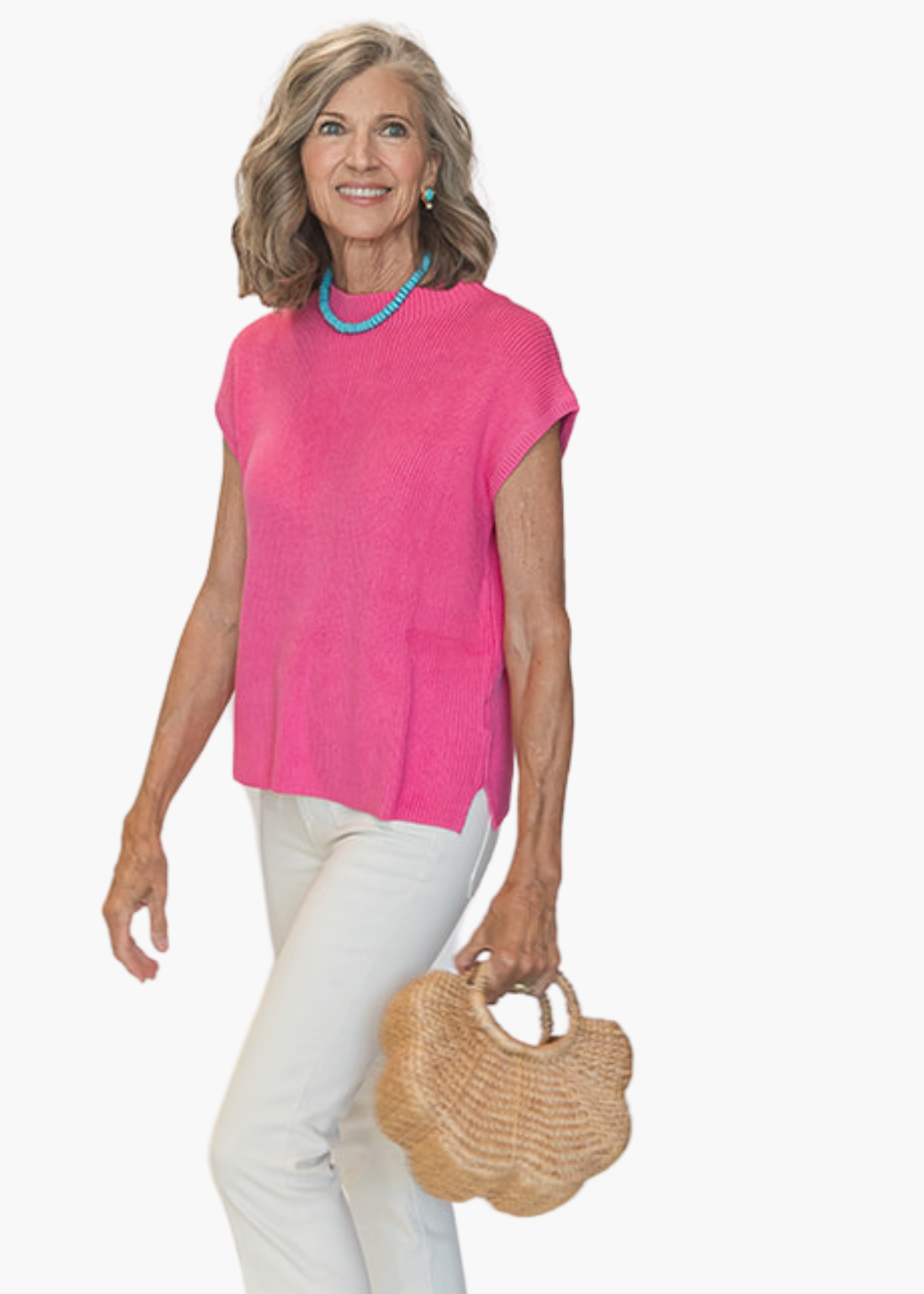 Colton Mock Neck Sweater in Pink