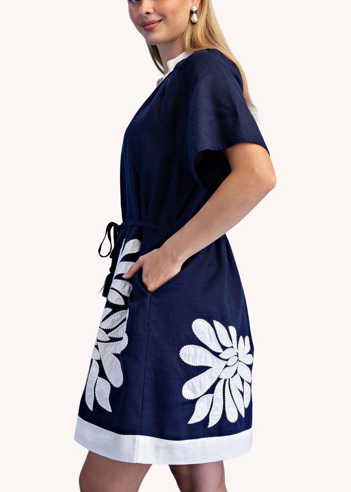 Sawyer Belted Kaftan in Navy