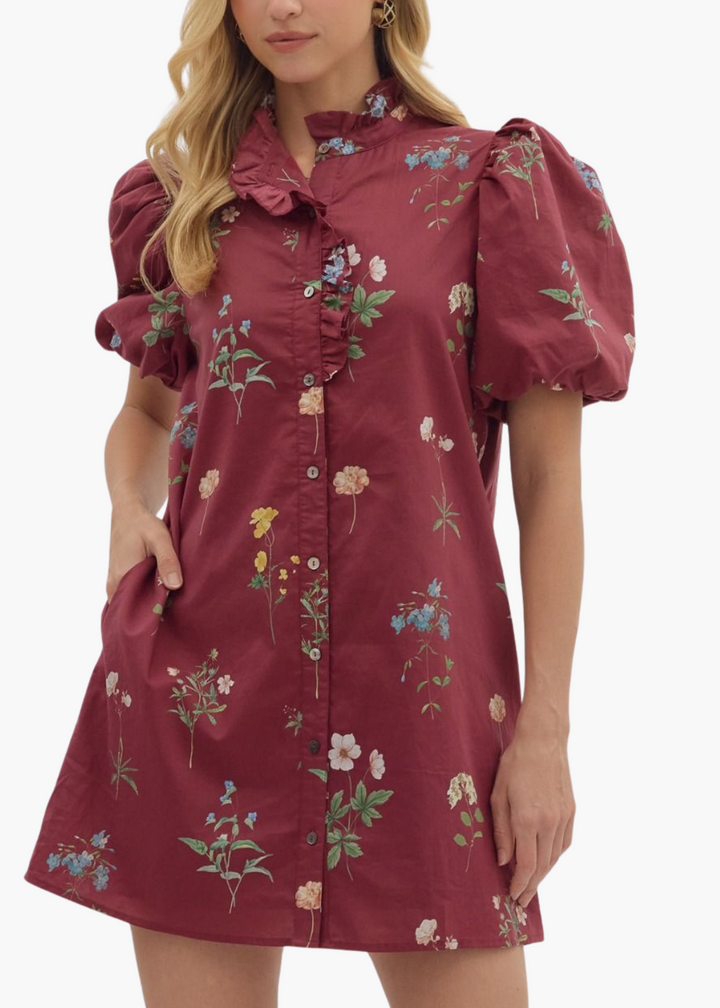 Madison Mini Dress in Burgundy