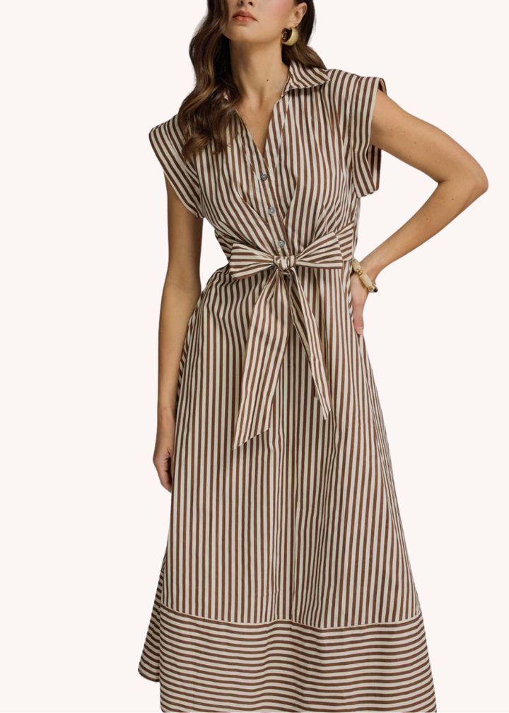 Callahan Cotton Midi Shirt Dress in Brown
