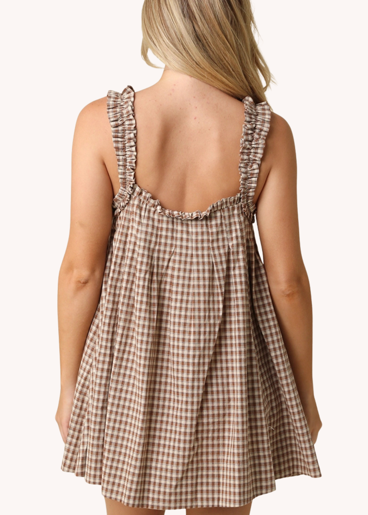 Ruby Mini Dress in Brown Gingham