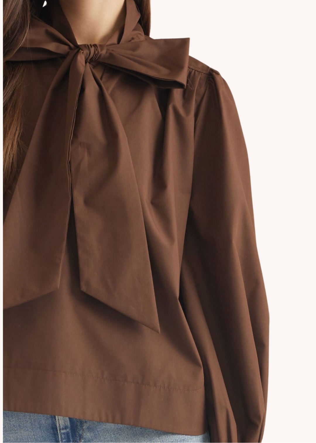 Dylan Cotton Neck Tie Top in Chocolate