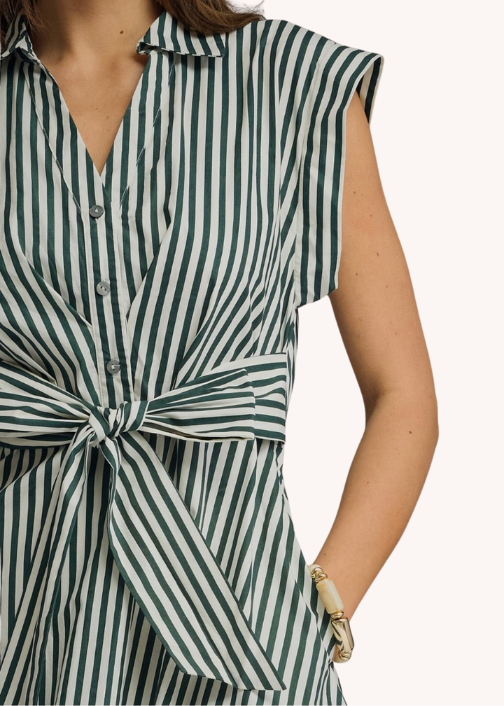 Callahan Cotton Midi Shirt Dress in Hunter Green