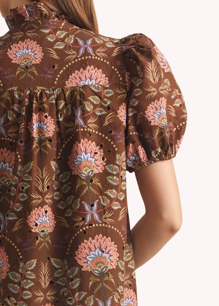 Miller Cotton Midi Dress in Brown