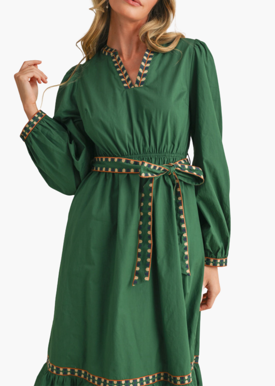 Lindsay Midi Dress in Hunter Green