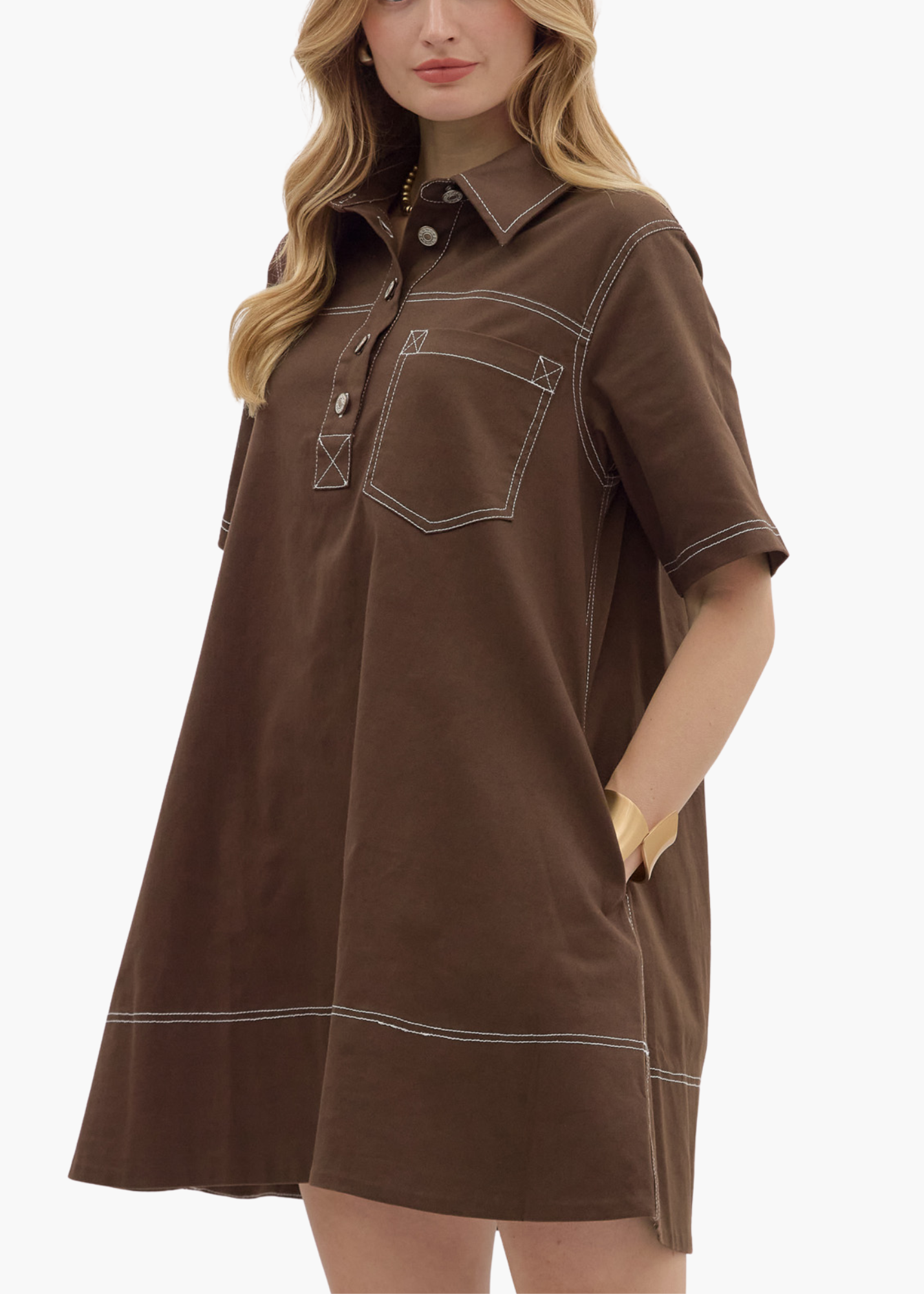 Mae Mini Dress in Brown