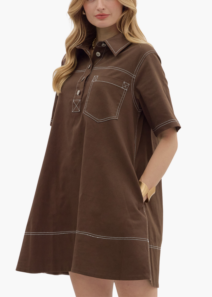 Mae Mini Dress in Brown