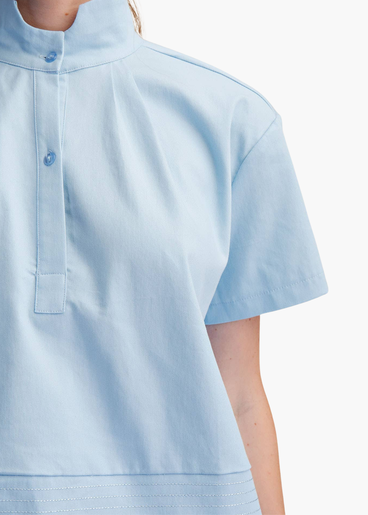 Chloe Stand Collar Top in Sky