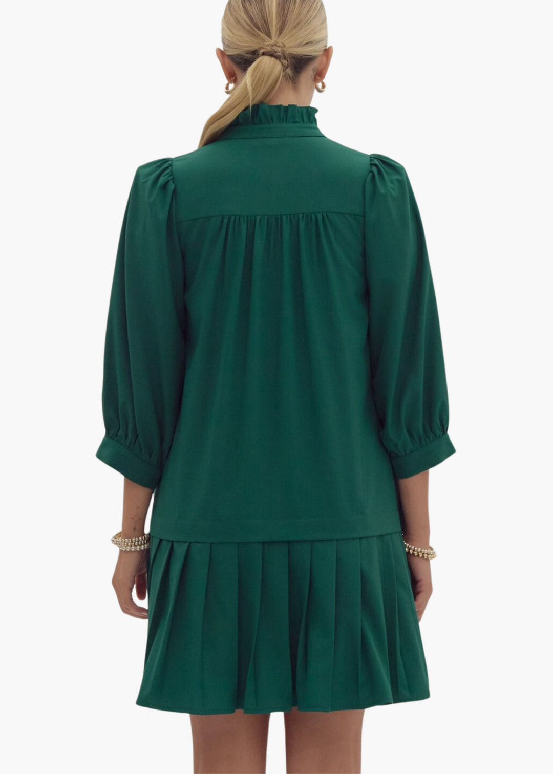 Elizabeth Mini Dress in Hunter Green