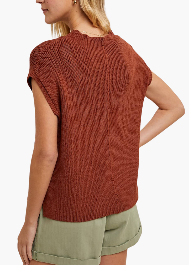 Colton Mock Neck Sweater in Burlwood