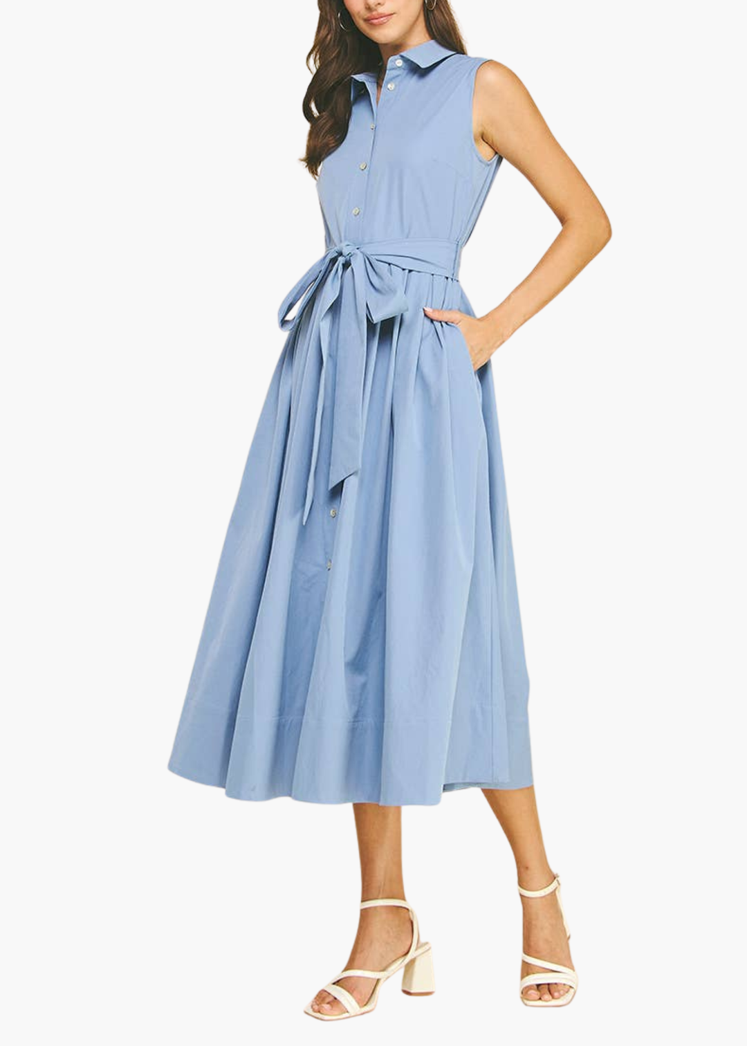 Hayden Midi Shirt Dress in Blue