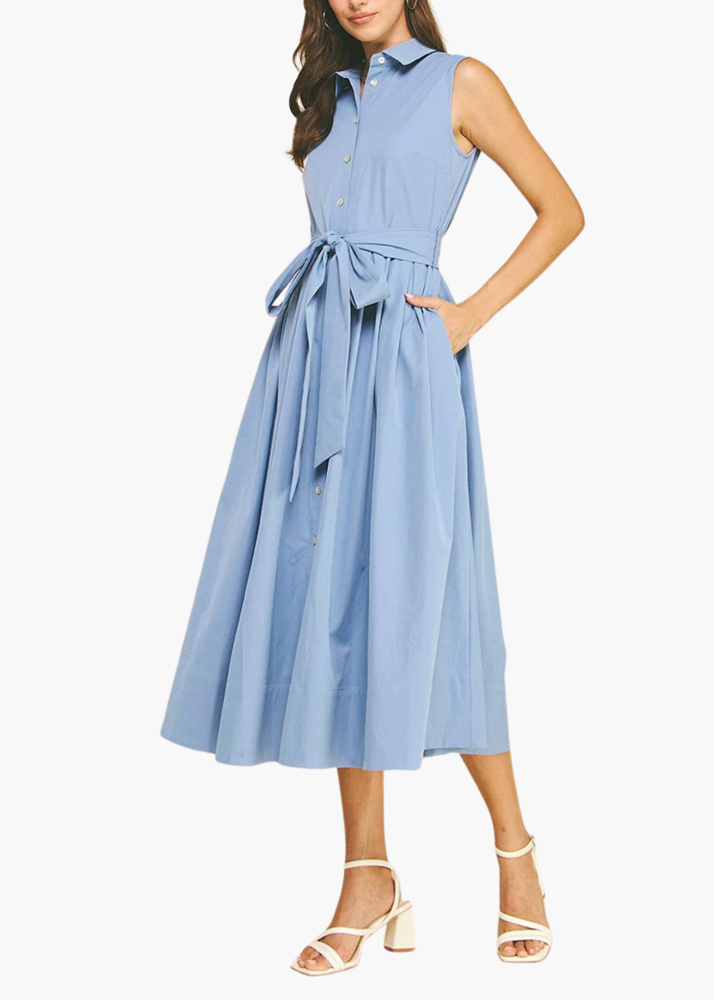 Hayden Midi Shirt Dress in Blue