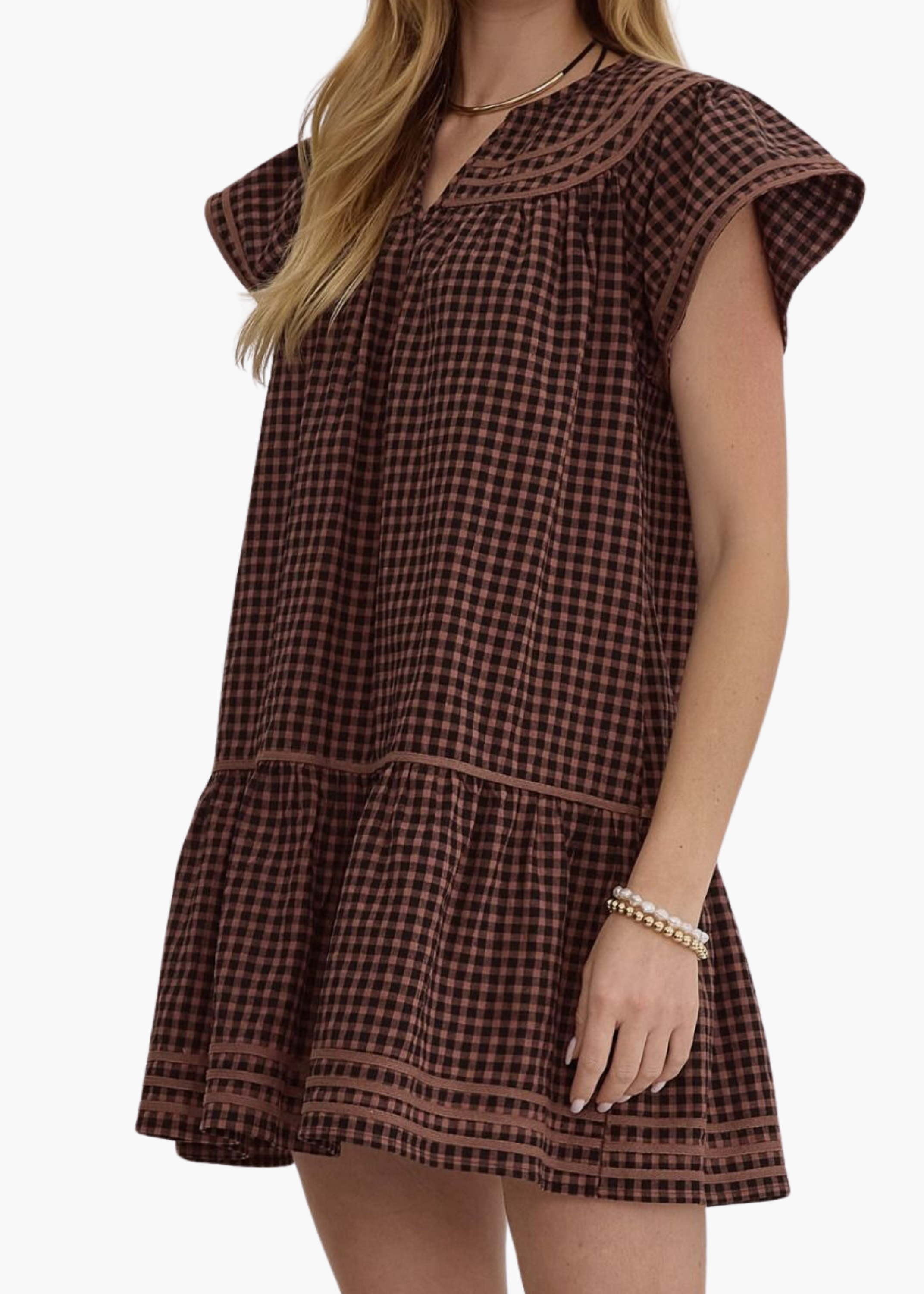 Sutton Mini Dress in Brown