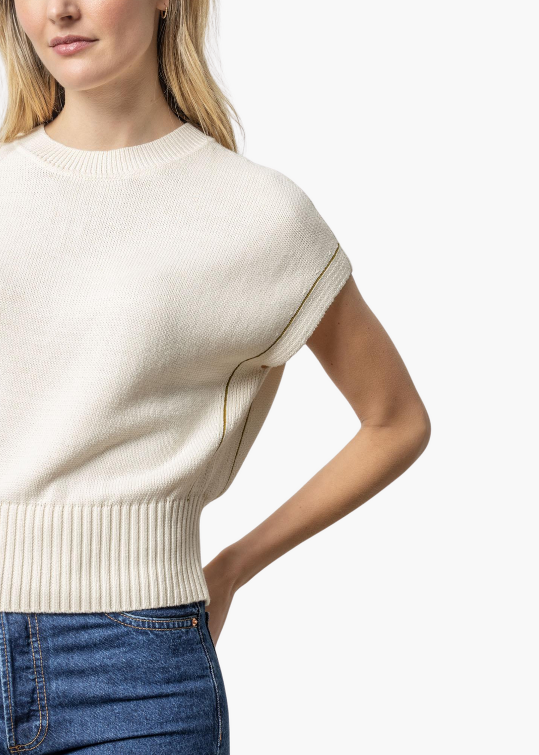 Wedge Pullover Sweater in Cream