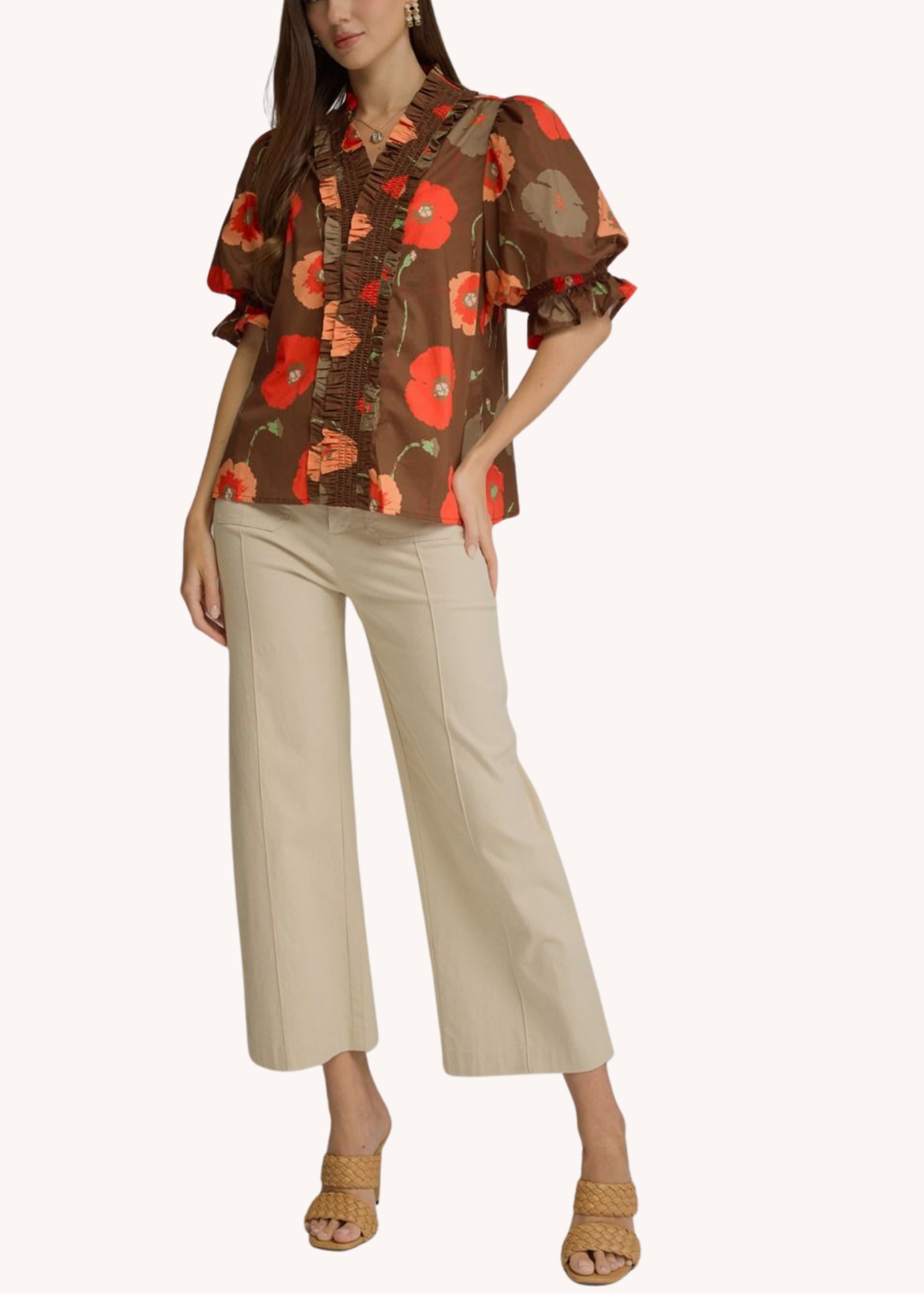Poppy Cotton Top in Brown