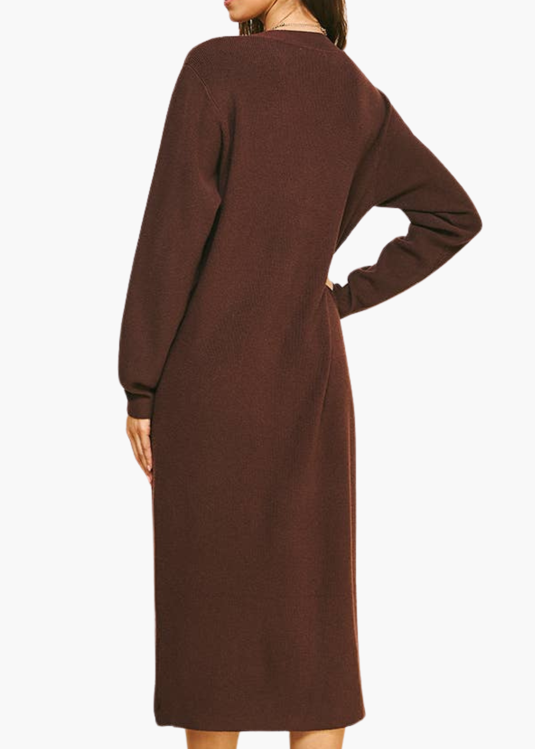 Mae Sweater Midi Dress in Brown