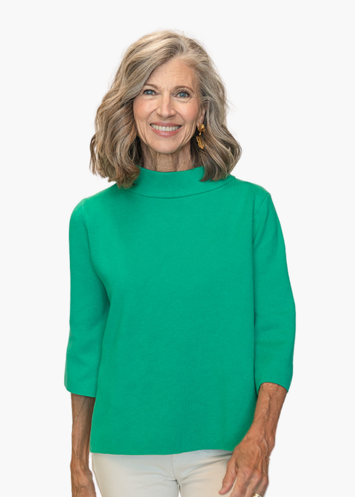 Mock Neck Pullover in Green