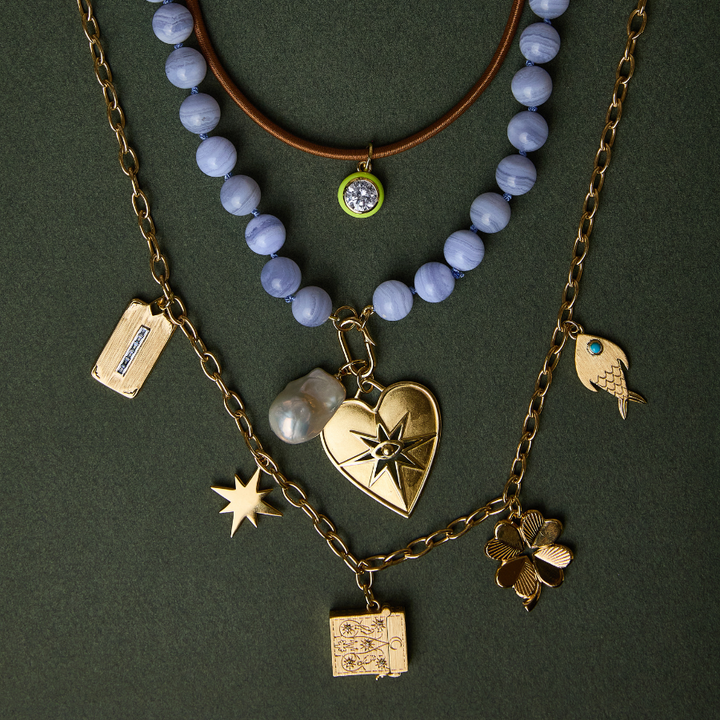 Chartreuse Enamel Bezel Charm with Clasp Cord Necklace