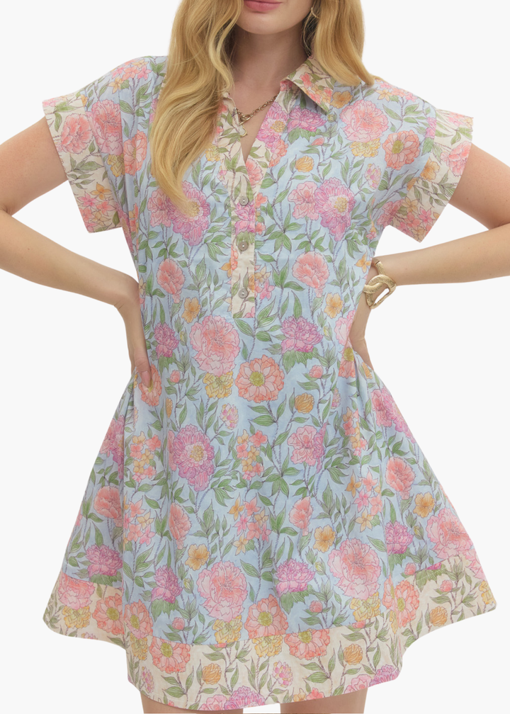 Valeria Mini Dress in Light Blue