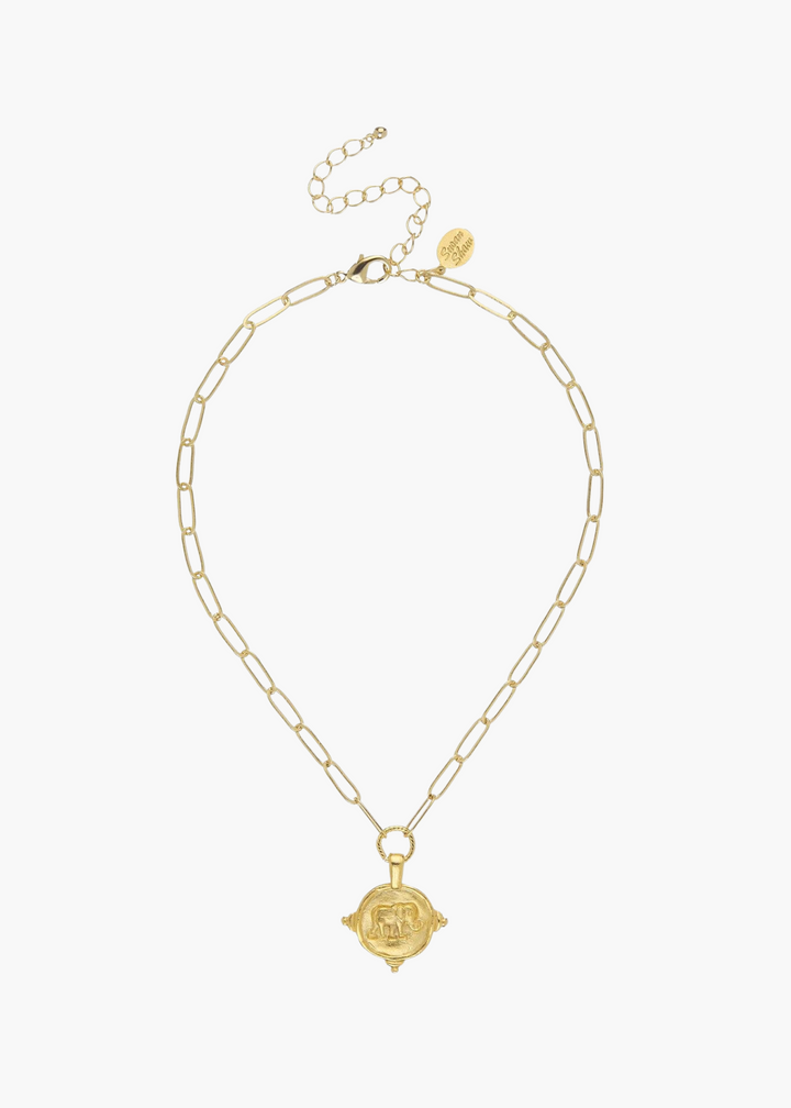 Elephant Intaglio Paperclip Necklace