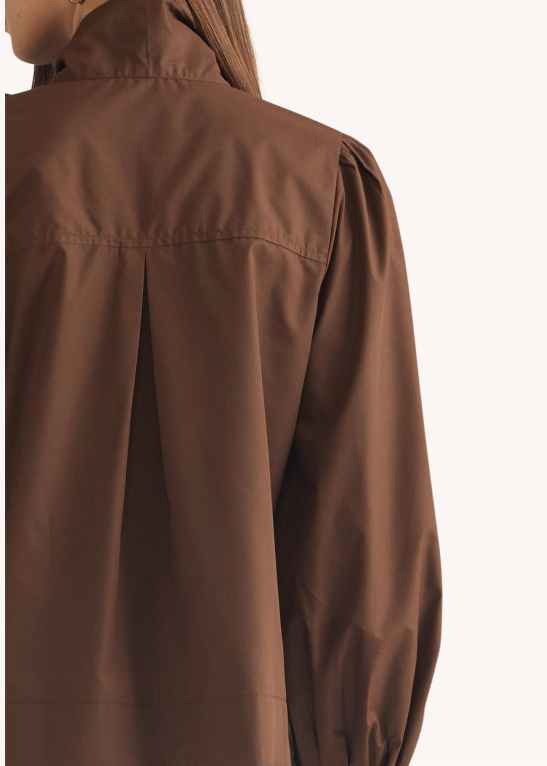Dylan Cotton Neck Tie Top in Chocolate
