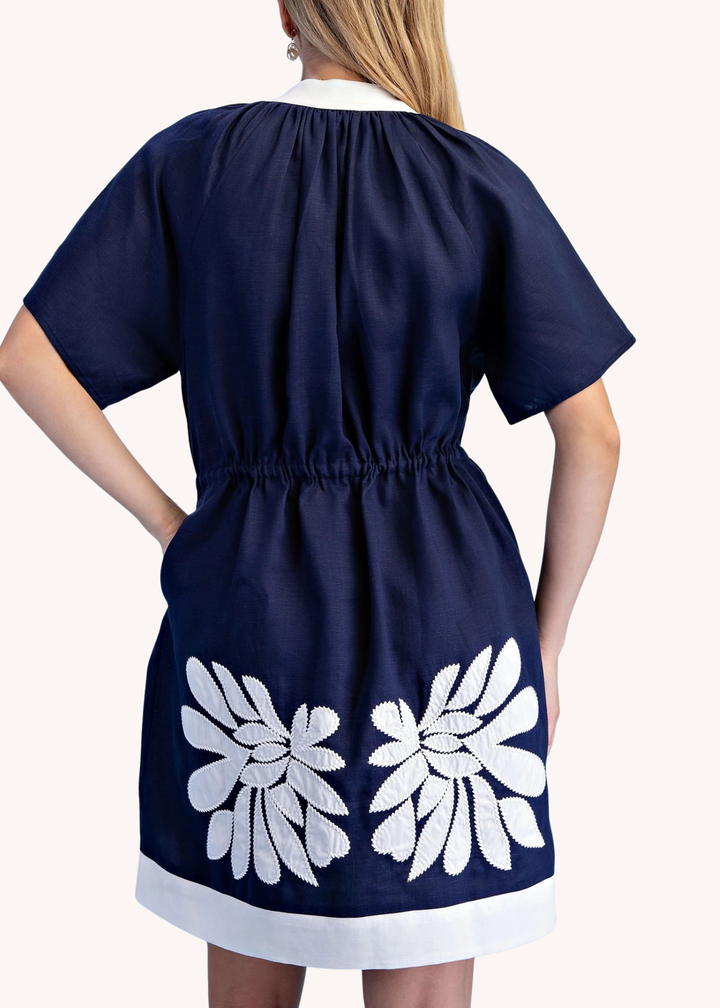 Sawyer Belted Kaftan in Navy