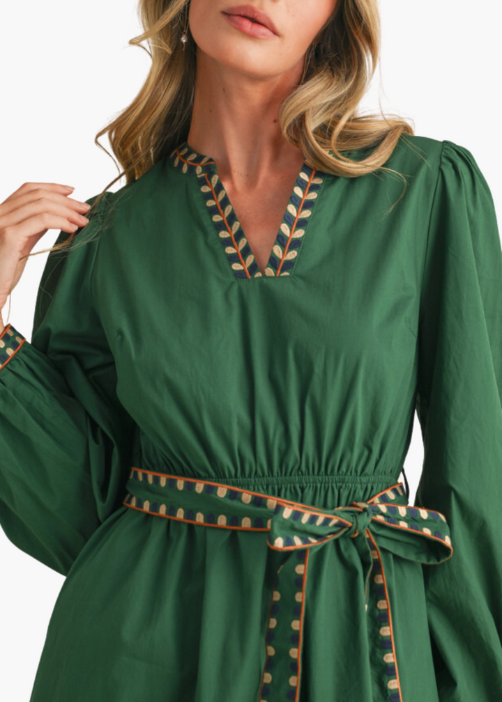 Lindsay Midi Dress in Hunter Green