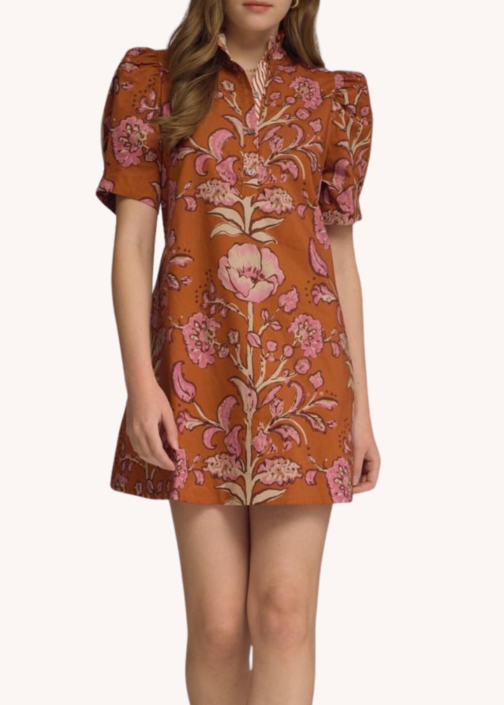 Abigail Mini Dress in Rust