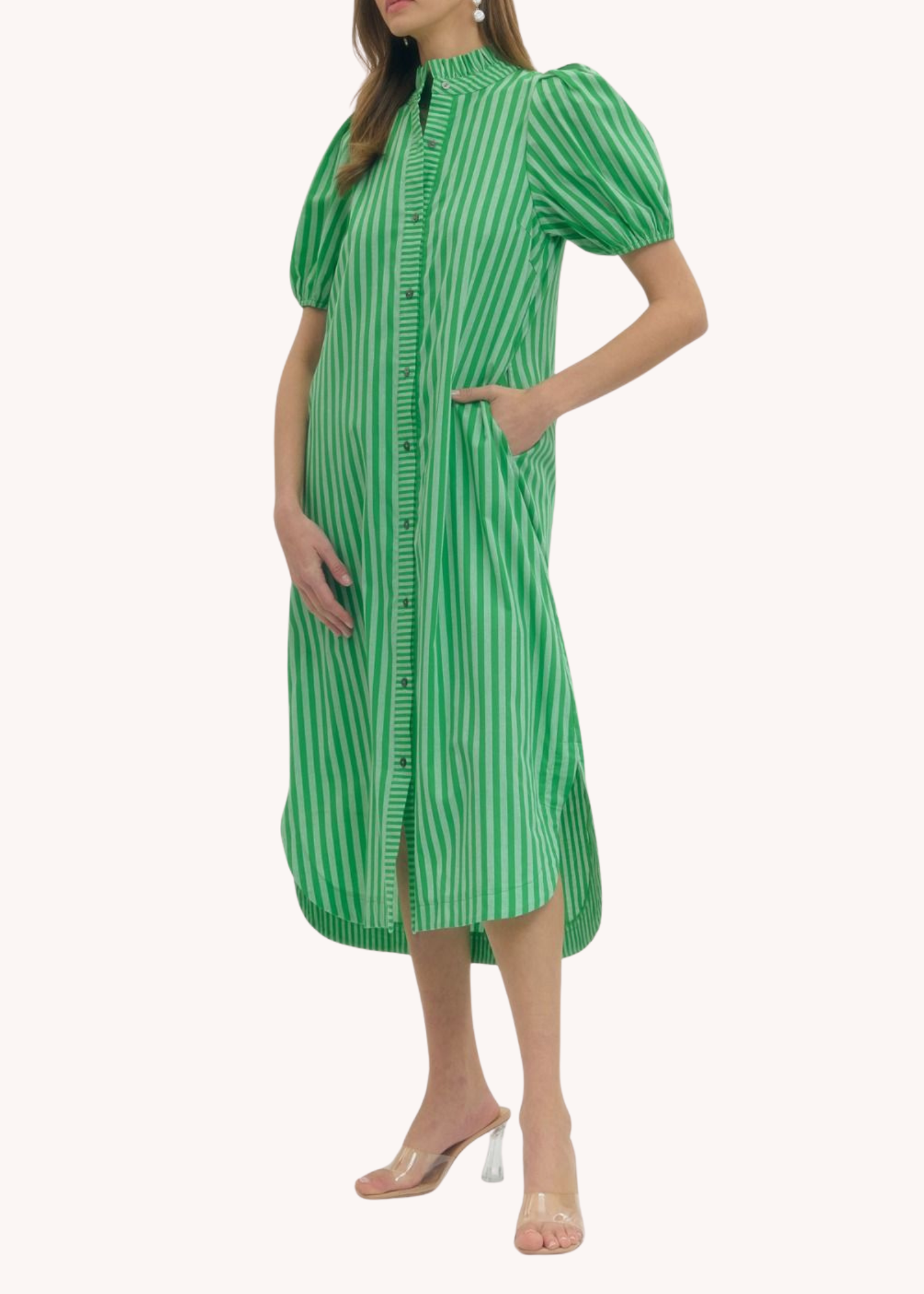 Madison Cotton Midi Dress in Green