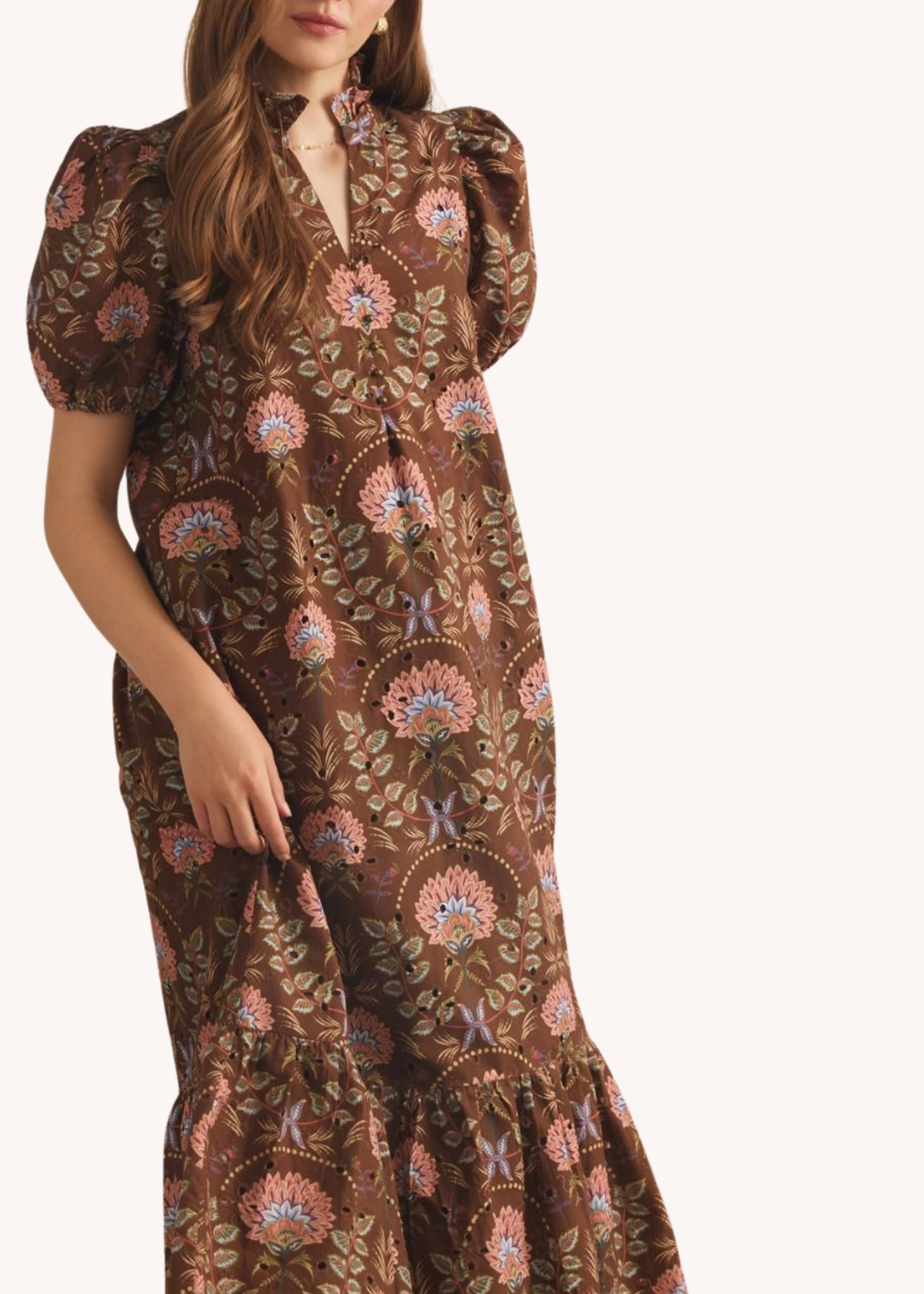 Miller Cotton Midi Dress in Brown