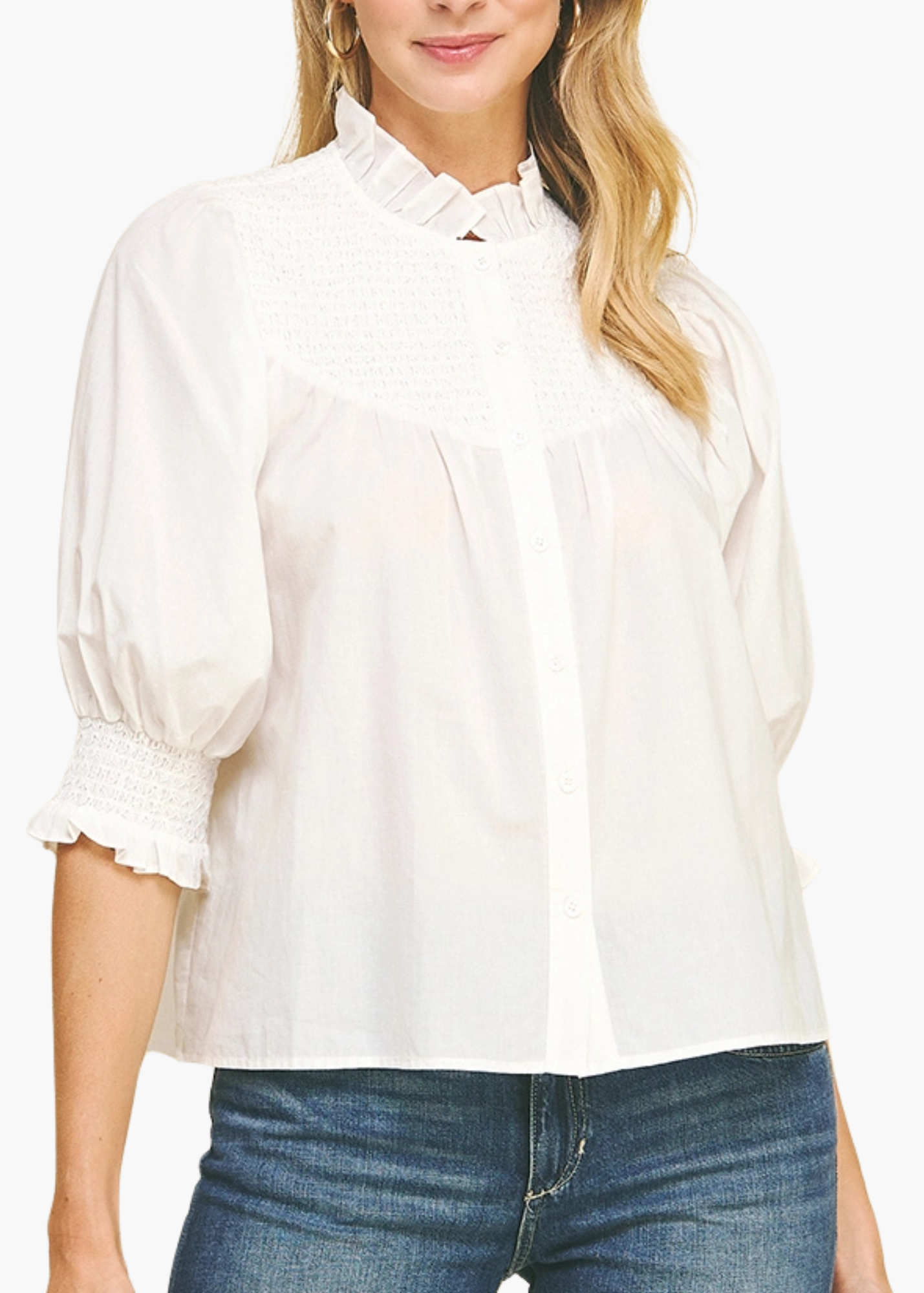 Sawyer Smocked Top in White